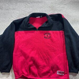 Vintage 1996 Pro Edge Chicago Bulls Red Fleece Pullover Men’s XL Half Zip NBA